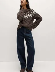Mid Rise Barrel Jeans Indigo Mix female