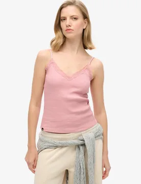 Superdry Damen Athletic Essential Lace Trim Cami Top Hellrosa - Größe: 42-44 - 24.99 - FashionsVida
