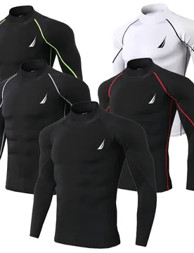 Nautica Men's High Neck Tight Long Sleeve Shirt Gym Training Quick-Dry Sports Running Compression Top Sports T-Shirt - Aliexpress - FashionsVida