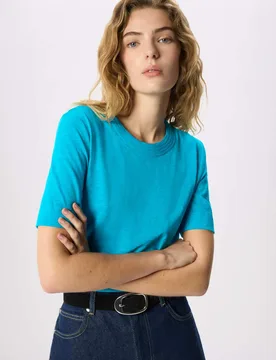 Rosa Double Trim Tee Turquoise female - Whistles - FashionsVida