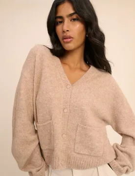 V-Neck Relaxed Cardigan with Wool Cream female - Nobody's Child - FashionsVida