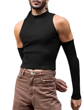 New Men Fashion Tshirt Turtleneck Long Sleeve Off Shoulder Sexy Tees Hollow Out Streetwear Crop Tops Harajuku Slim T Shirt - Aliexpress - FashionsVida