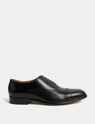 Wide Fit Leather Oxford Shoes Black male