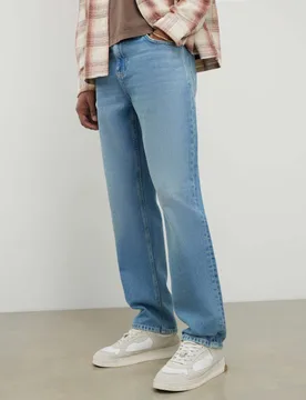 Straight Fit 5 Pocket Stretch Jeans Blue Denim male - River Island - FashionsVida