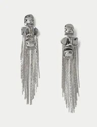 Metal Tassel Chain Drop Earrings Silver female