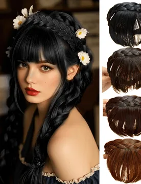 Elegantes flequillos postizos con clip - Peluca con flequillo y diadema - Flequillo postizo con diadema - Pieza de cabello sintético con flequillo, d - Shein - FashionsVida
