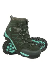 Kids Unisex 'Trail' Waterproof Boots With High Traction Outsole Walking Hiking Shoes Teal Leather - Size Uk 13 Kids