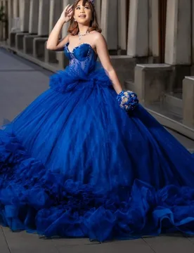 Royal Blue Shiny Quinceanera Dresses Off The Shoulder Beading Crystal Tiered Tull Party Birthday Sweet 16 Dres Vestidos 15 De - Aliexpress - FashionsVida