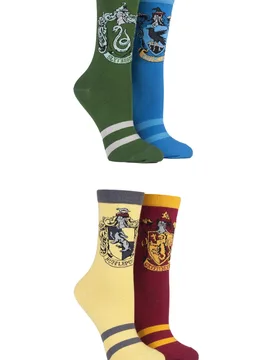 Pair 4 Pair Pack Mixed Options Harry Potter House Badge Socks Ladies 4-8 Ladies - - Assorted - Size: Small - Film & TV Characters - FashionsVida
