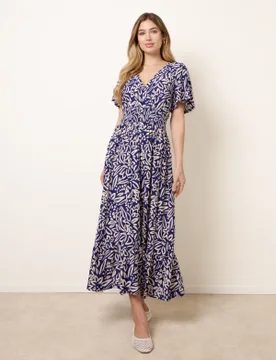 Wrap Front Midi Dress - S / BLUE - female - Blue Vanilla - FashionsVida