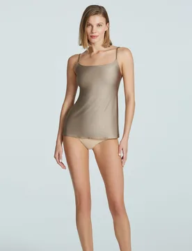 Womens Faux Silk Cami - Brown Nylon - Size Small - Commando - FashionsVida