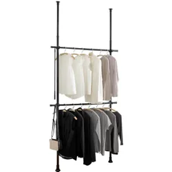 Teleskop-Garderobensystem Mod. Herkules Basic Schwarz, aus pulverbeschichtetem Stahl