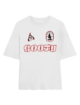 Women's Goofy Football Jersey Oversized T-Shirt, White Size: Large - White - Size: L - Disney - FashionsVida