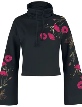 Rockabilly Kapuzenpullover - Gallow Poppy - XL bis XXL - für Damen - Größe XXL - schwarz - Frauen - female - Outer Vision - FashionsVida