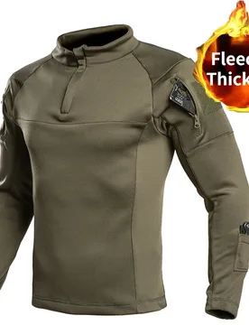Men's Warm Tactical Long Sleeve Fleece Pullover Half Zip Stand Collar Multi Arm Storage Pockets Outdoor Hiking Training Work Top - Aliexpress - FashionsVida