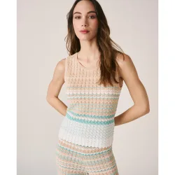 Top de mujer de punto con motivo geométrico y sin mangas
