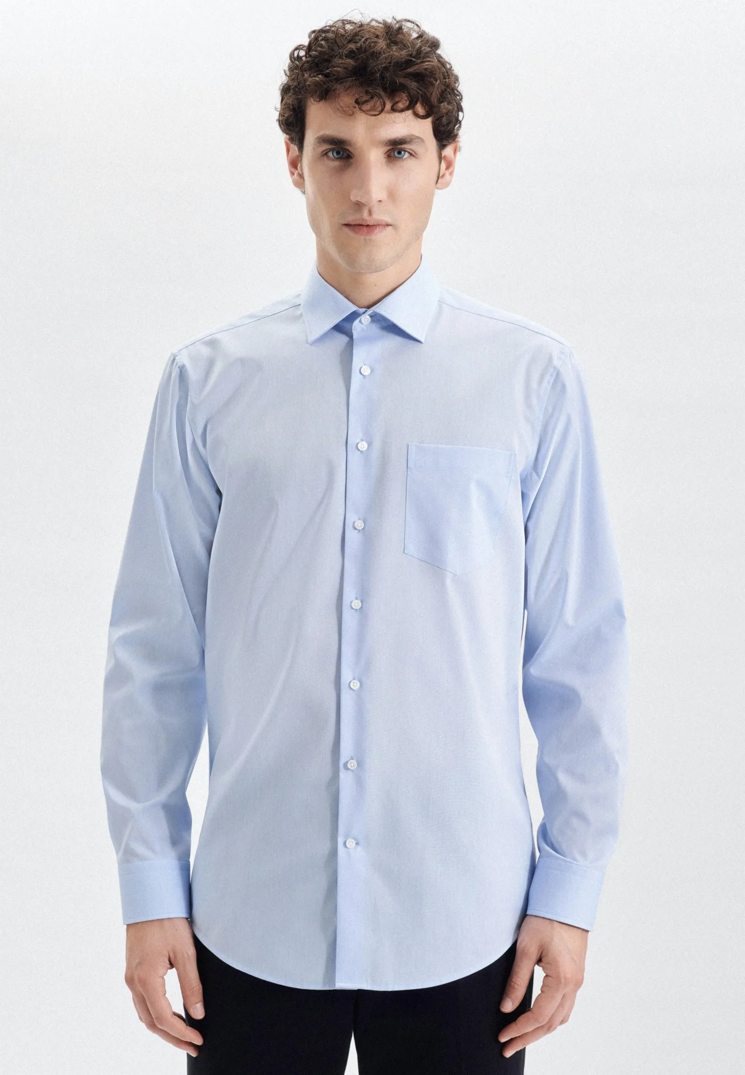 Regular Business Hemd Uni Blau 38 - Seidensticker - FashionsVida
