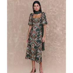Falda midi estampada corte evasé
