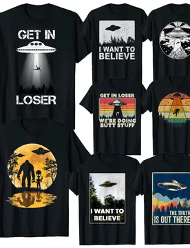 Get In Loser, I Want To Believe T-Shirt Aliens UFO Area 51 Roswell Hunter Tee Top Bigfoot Moon Sasquatch Extraterrestrial Outfit - Aliexpress - FashionsVida