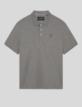 Men's Plain Polo Shirt in Mid Grey Marl - Lyle & Scott - FashionsVida