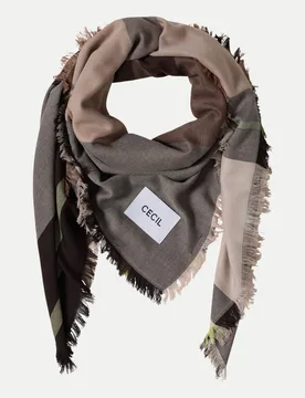 Kariertes Tuch mit feinen Fransen 37750-dark toffee brown - CECIL - FashionsVida
