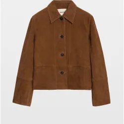 Zadig & Voltaire - Cazadora de mujer crop de piel ante de manga larga