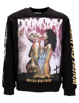 Felpa Leggera Girocollo Uomo Where Sin Lives Crewneck Black - Doomsday - FashionsVida
