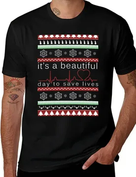 It's a beautiful day to save lives Christmas T shirt T-Shirt Big and Tall Crew Neck Tee - Aliexpress - FashionsVida