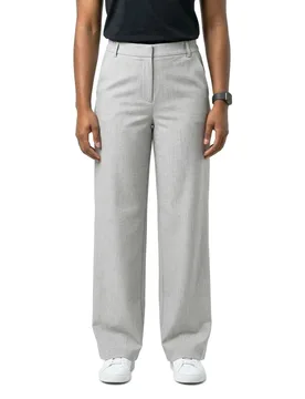 Pantalon Taille Haute Varone Wide Leg Light Grey Melange 44 - Vila - FashionsVida