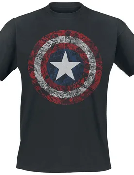 Marvel T-Shirt - Comic Shield - S bis XXL - für Männer - Größe XXL - schwarz - Lizenzierter Fanartikel - Männer - male - Captain America - FashionsVida