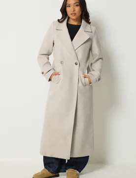 Women's Petite Maxi Coat in Natural Size: 18 - Natural - Size: 18 - PixieGirl - FashionsVida