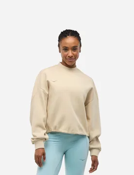 Women's Kaitoro Knit Crew in Oatmeal, Size Small - HOKA - FashionsVida