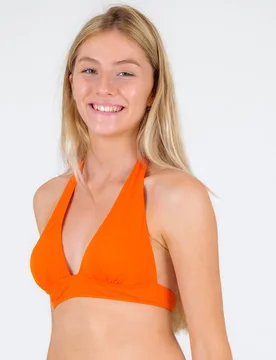 Top de bikini cuello halter liso con relleno - Río de Sol - FashionsVida