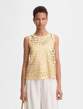 Top de mujer troquelado en piel vegana - Simorra - FashionsVida