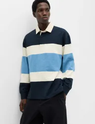 Pure Cotton Colour Block Rugby Shirt Navy Mix male