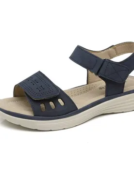 Women's Adjustable Strap & Cushioned hook & loop Comfort Wedge Sandals in Navy Size: 7.5 - Navy - Size: 7.5 - IVACHY - FashionsVida