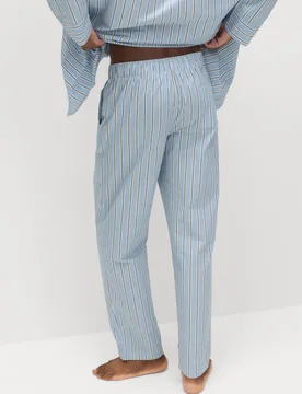 Pure Cotton Striped Loungewear Bottoms Blue Mix male - M&S - FashionsVida