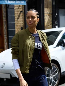 Padded Relaxed Cropped Bomber Jacket Khaki female - Baukjen - FashionsVida