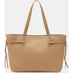 Bolso shopper con cierre magnético y doble asa con detalle de tiras laterales anudadas y logo clásico