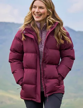 Snow' Womens Padded Jacket Water Resistant Full Zip Warm Cosy Coat Burgundy - Size 10 Uk - Mountain Warehouse - FashionsVida