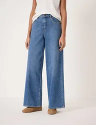 High Waisted Wide Leg Jeans Blue Denim female