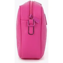 Bandolera de mujer con pespuntes monograma y cremallera