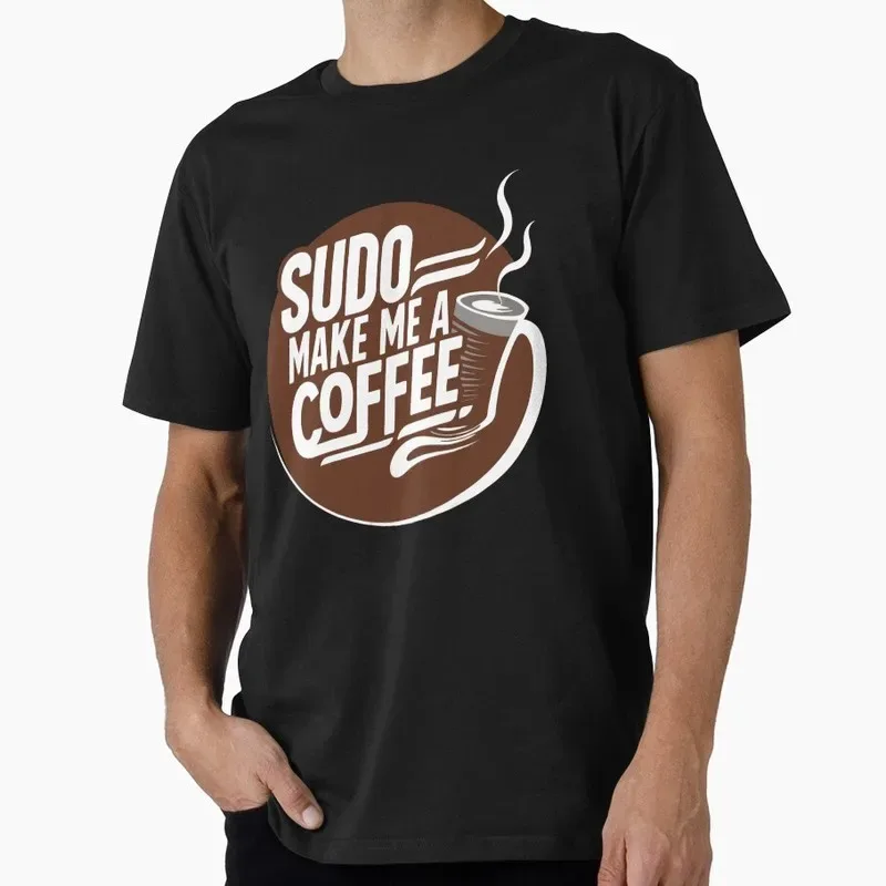 Sudo make me a coffee Funny Linux Operating System Graphic T‑Shirt Casual Short Sleeve Tees Geek IT Developer Fan Gift Tops - Aliexpress - FashionsVida