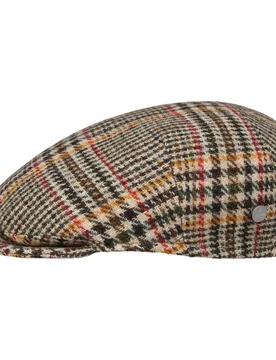 Capri Wool Houndstooth Flat Cap by - beige - Size: S (54-55 cm) - Lierys - FashionsVida