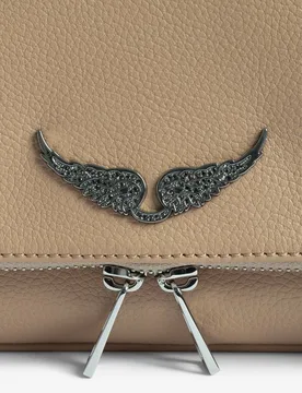 Zadig & Voltaire - Bolso de mano mediano rock de piel granulada con doble cadena y strass - Zadig & Voltaire - FashionsVida