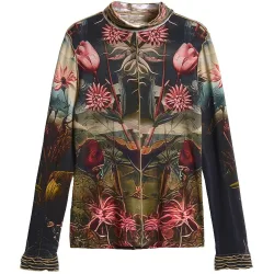 Camiseta de mujer estampada cuello alto