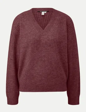 Rippstrick-Pullover Rot M - Q/S designed by - FashionsVida