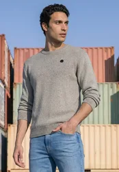 Street One Mouliné Pullover mit Rundhals male Grau