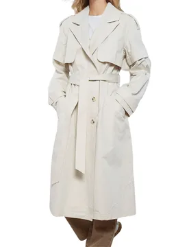 Trench Donna Flor in Cotone con Maniche Removibili Colore Burro 15200032/129 - GOA GOA - FashionsVida