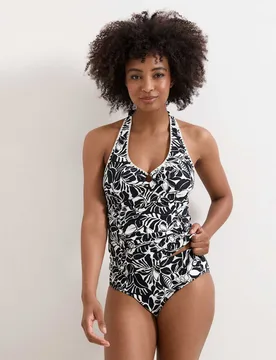 Printed Halterneck Tankini Top Black Mix female - Phase Eight - FashionsVida